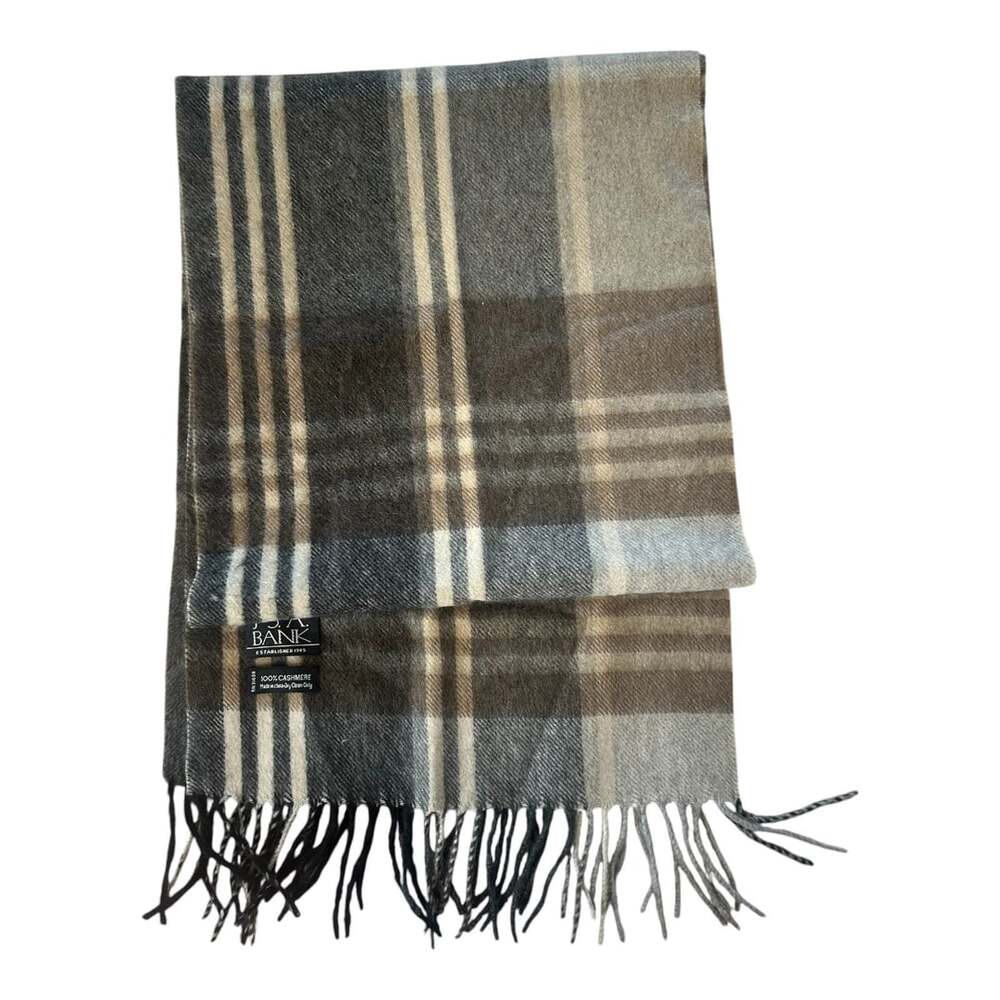 Jos. A. Bank Cashmere Scarf Plaid Brown Gray